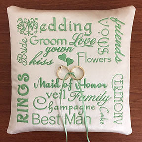 WeddingTalk ring bearer pillow machine embroidery design (printed pattern with USB flash drive)
